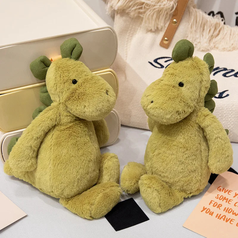 JC Shy Green Dinosaur Plush Doll | Soft Stuffed Cartoon Toy — Bag Charm & Festive Gift