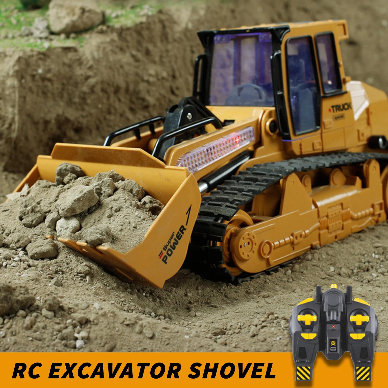 1: 12 remote-controlled excavator shovel remote-controlled construction bulldozer truck engineering vehicle series toy lights