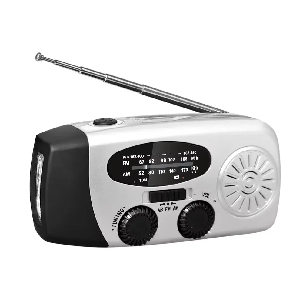Emergency Weather 2000mAh Radio Portable Emergency Solar Radio Hand Crank Self Powered Phone Charger 3 Led Flashlight Am Fm