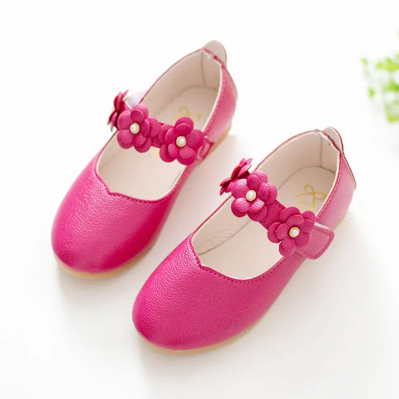 Girls Breathable Leather Princess School Shoes | Flat Dress Shoes for Kids Sizes 21–36