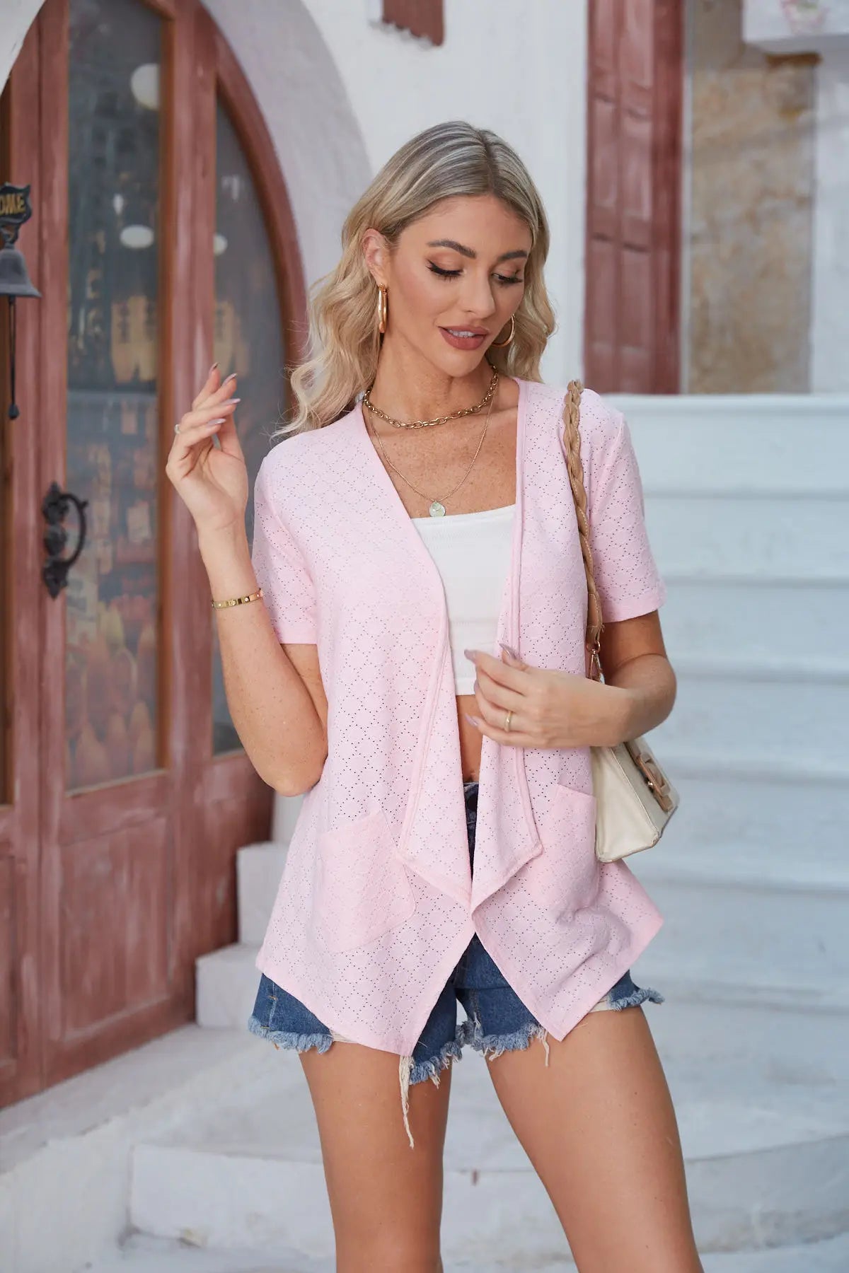 2026 Summer New Women's Wear Women's Hollow Solid Color Casual Cardigan Coat Multiple Colors Available Tops Women's Clothing