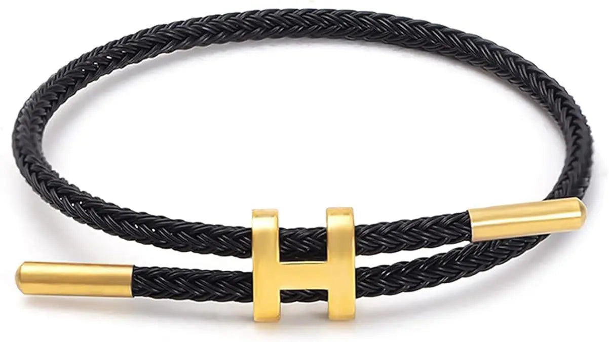 Women's Adjustable Charm Bracelet – 14K Gold-Plated Buckle Stainless Steel Wire Rope