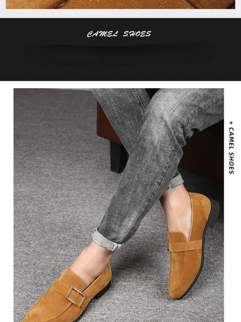 2026 Men's Dress Shoes Britain Casual Shoes High End Designer Suede Loafers for Man Luxury Banquet Wedding Shoes Zapatos Hombre