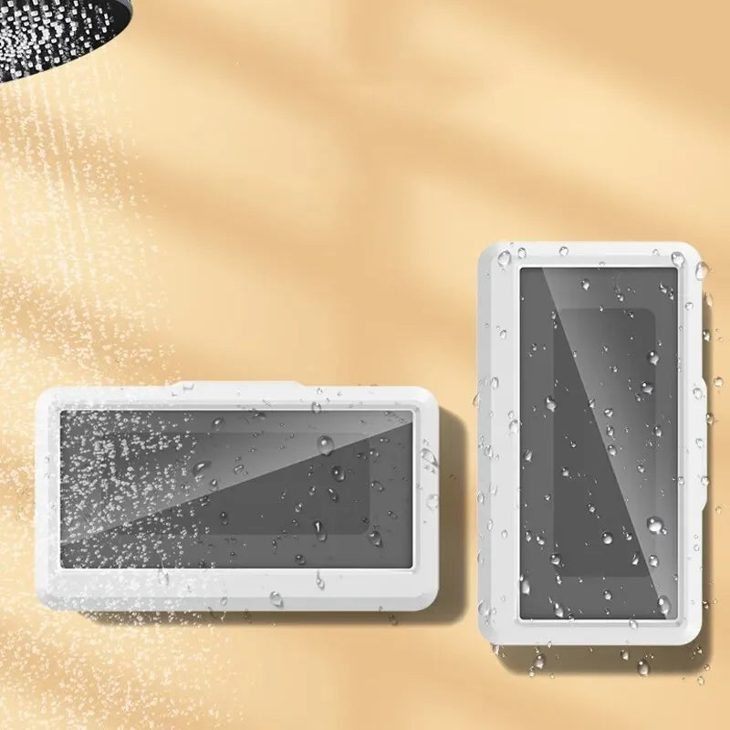 Fixed Universal Waterproof Anti-Fog Shower Phone Holder Touch Screen Support Wall Mount Phone Case For Bathroom Daily Use