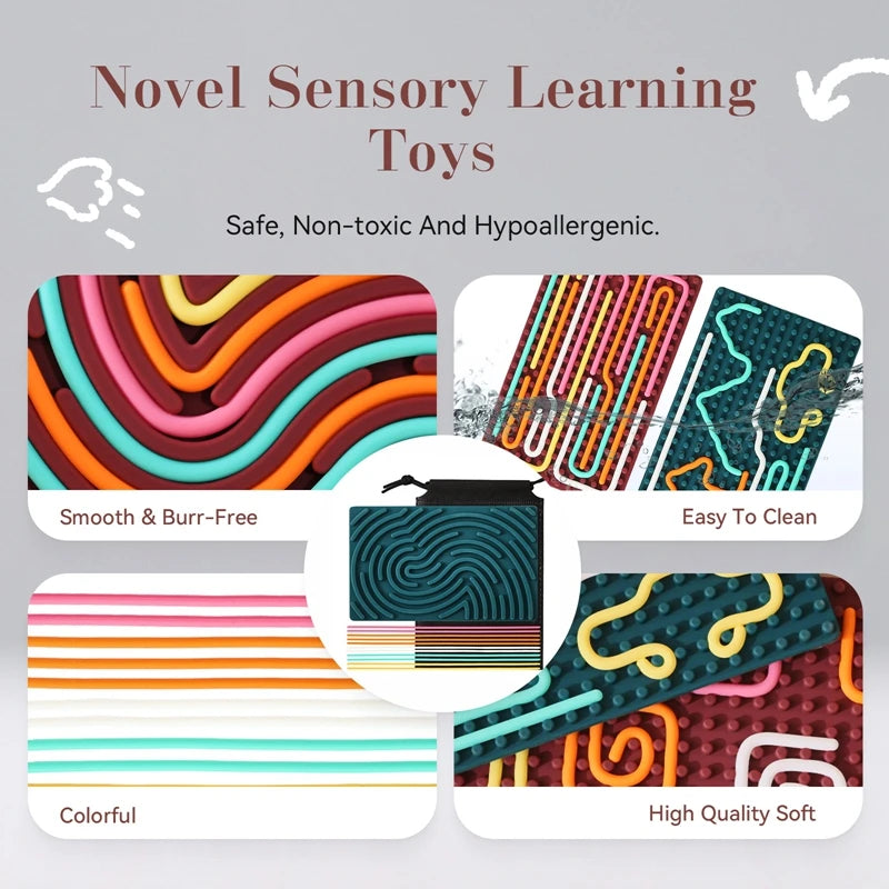 Montessori Sensory Activity Board | BPA Free Silicone Anxiety Relief Twistable Toy