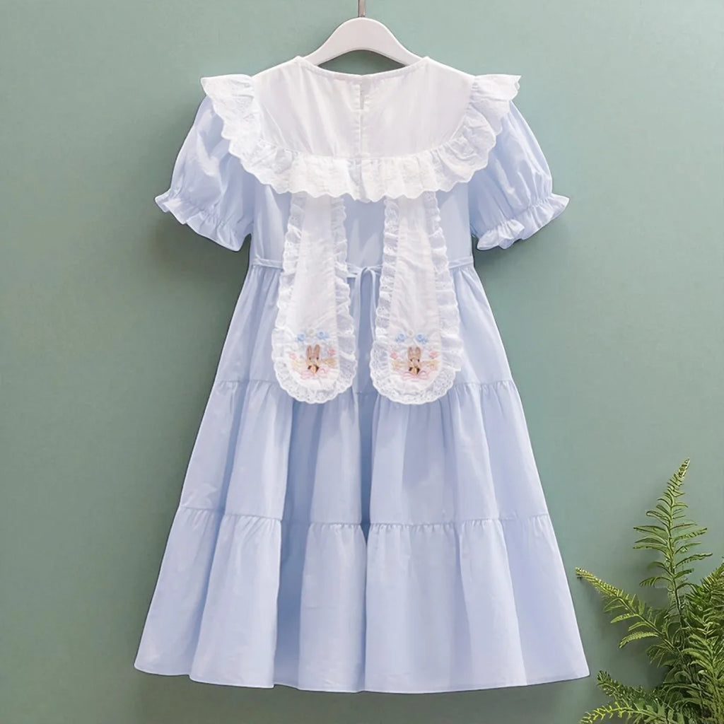 Toddlers Dresses For Girls Children's Dress Summer Cotton Kids School Costumes Short Sleeve Baby  4 5 6 8 9 10 12 Years