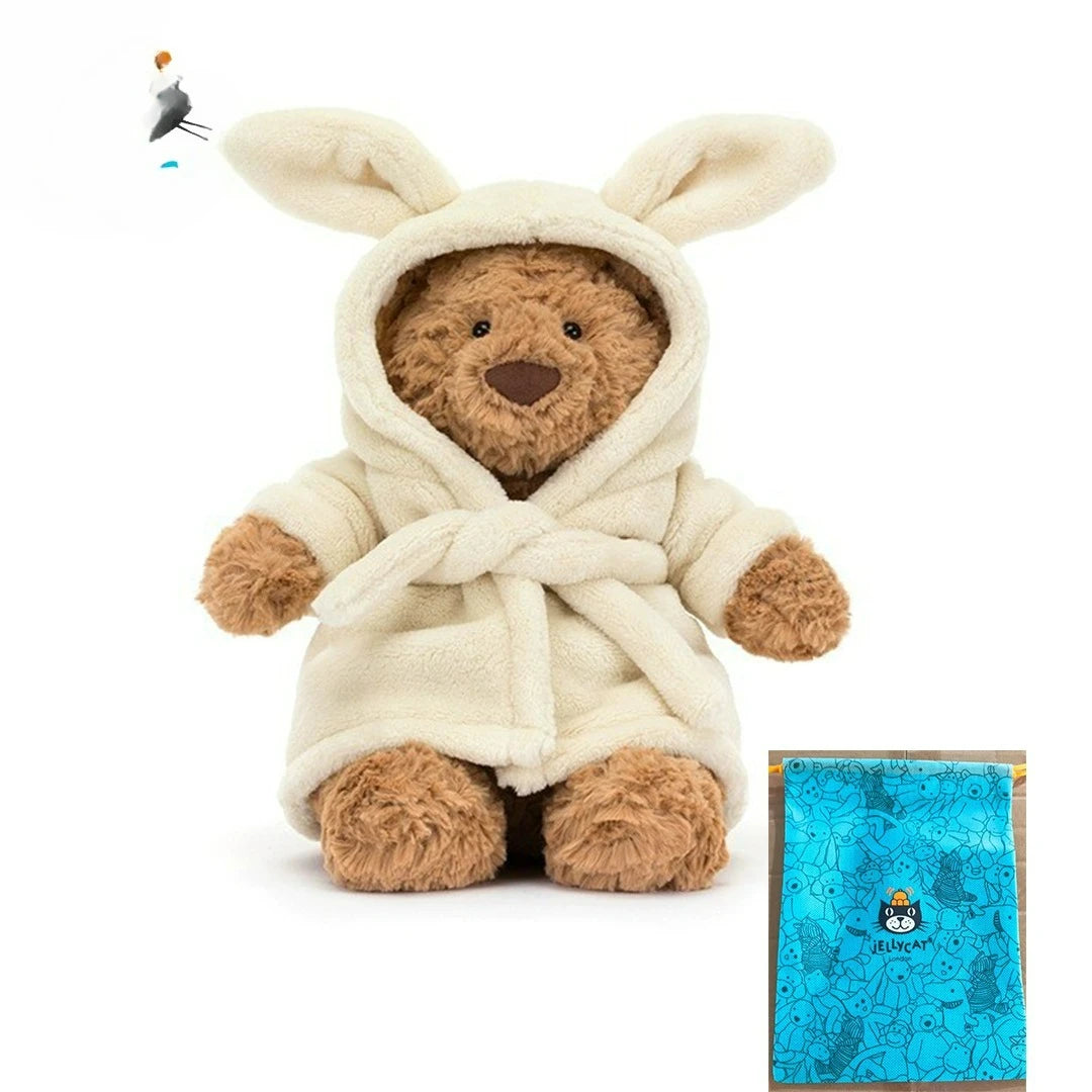 JC Shy Bonnie Rabbit Plush Doll | 31cm Soft Toy Holding Birthday Cake — Kids Holiday Gift