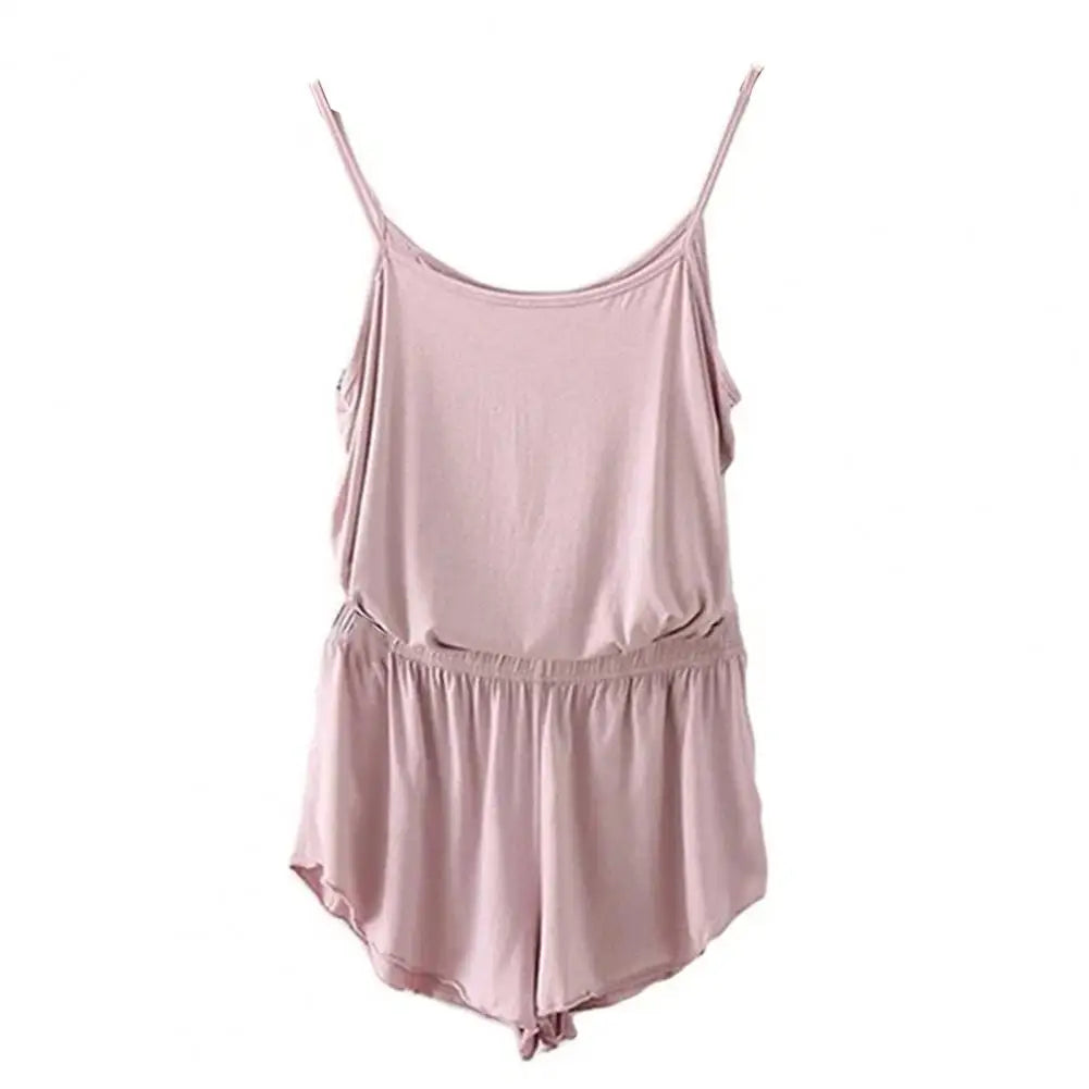 Women's Solid Color Camisole & Shorts Pajama Set – Sleeveless 2-Piece Summer Loungewear