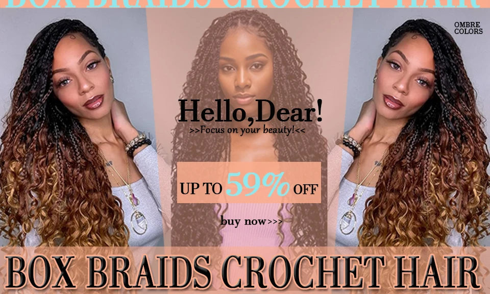 Goddess Box Braids Crochet Hair 14 18 24 Inch Bohemian Hippie Box Braids With Curly Ends Synthetic Braiding Hair for Black Women