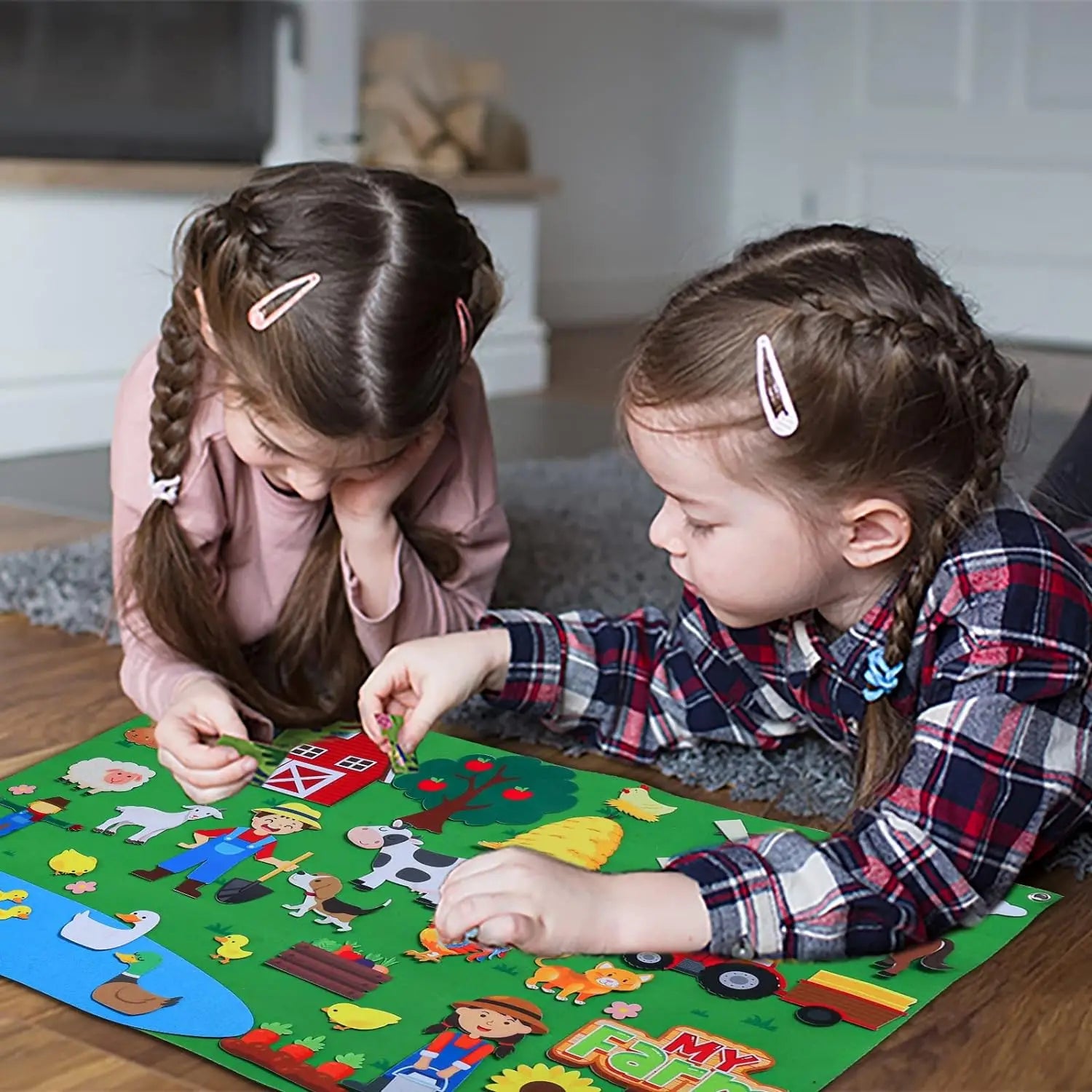 Felt Story Board Set Toy for kids Farm Animals Vehicle Preschool Education Early Learning Interactive Play Mat Wall Hanging Gift