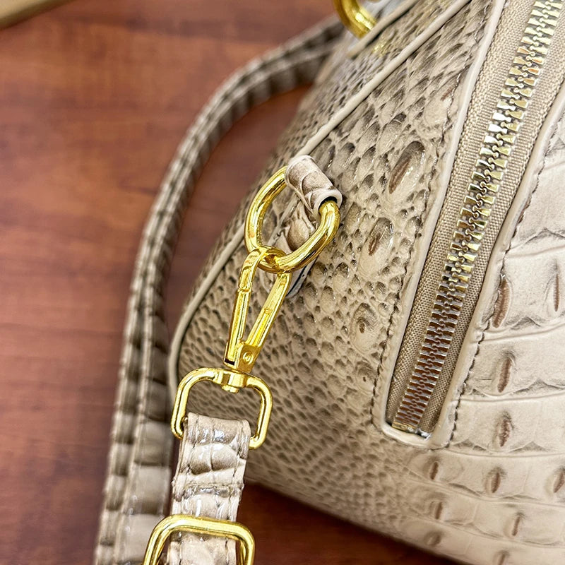 Women's Crocodile Pattern Structured Shoulder Bag