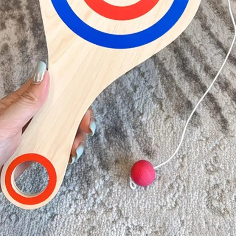 Wooden Paddle Ball With String And Ball Fun Set for HandEye Coordination Development Portable Elastic Design Family Party Play