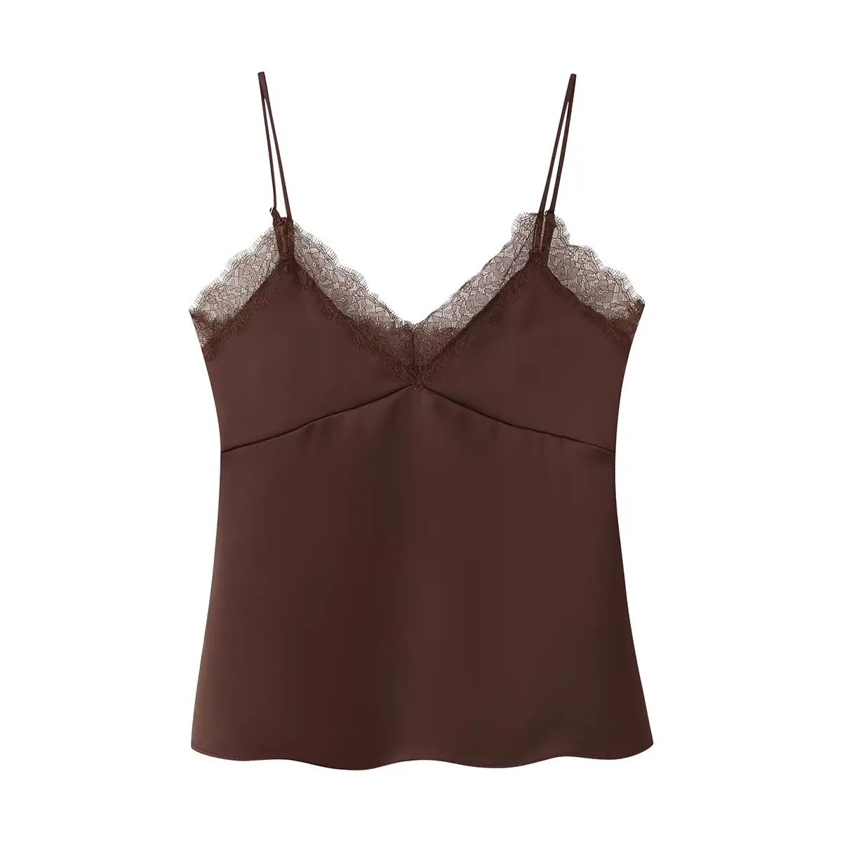 HH New Fashion Woman Lace Trim Sling Sleeveless V Collar Backless Mini Top Female Slim Fit Thin And Light Sexy Top