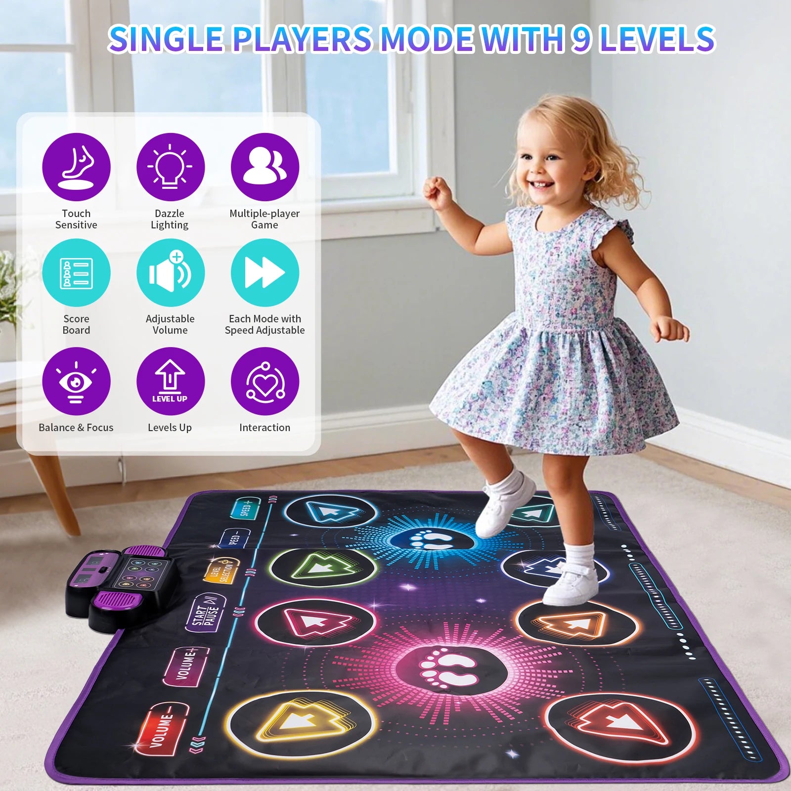 Kids Electronic Dance Mat – Musical Floor Blanket with 9 Levels