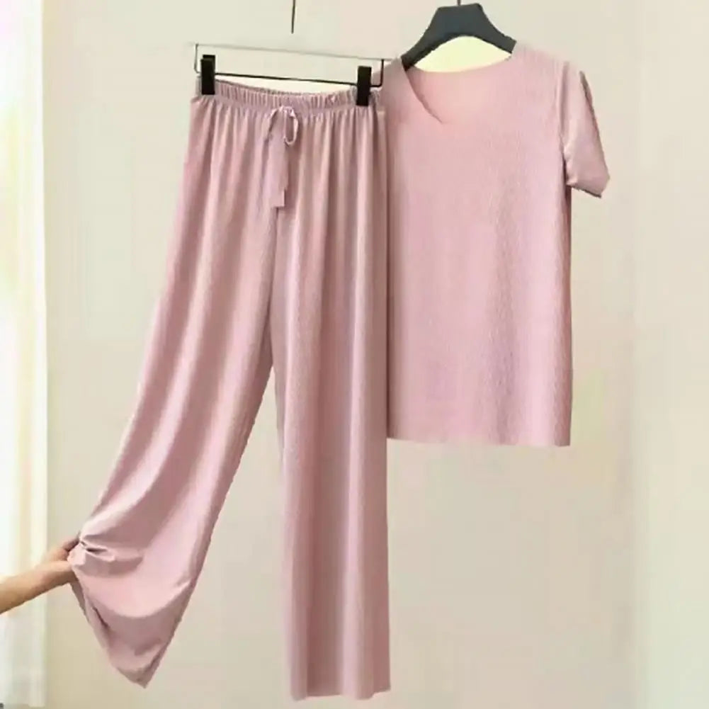 Women's Wide Leg Pants & T-Shirt Two-Piece Set