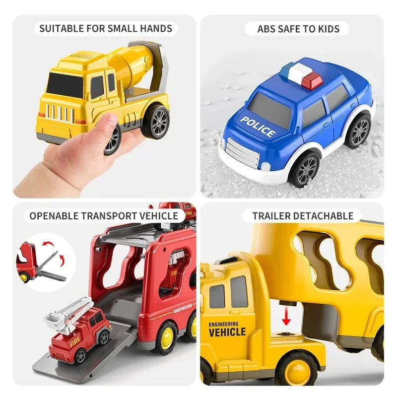 Wind-up Cars Toy engineering trucks heavy trucks police car fire trucks music light model set puzzle toys Boys Kids Gifts