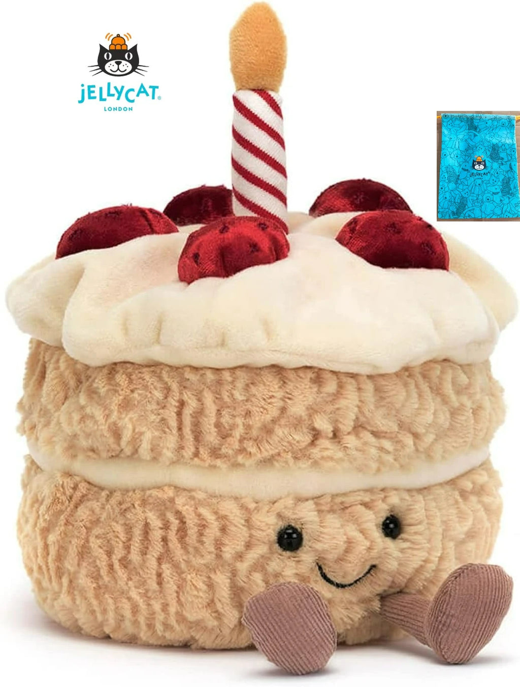 JC Shy Bonnie Rabbit Plush Doll | 31cm Soft Toy Holding Birthday Cake — Kids Holiday Gift