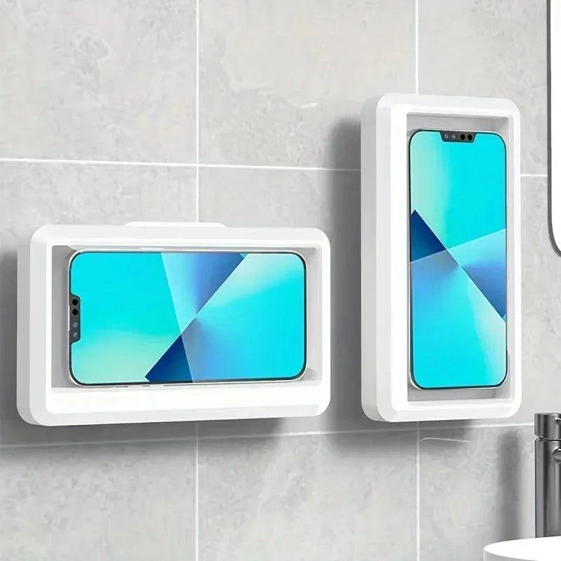 Fixed Universal Waterproof Anti-Fog Shower Phone Holder Touch Screen Support Wall Mount Phone Case For Bathroom Daily Use