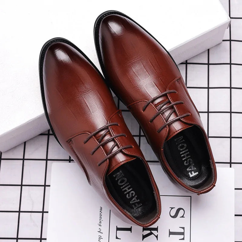 Men's Pointed Toe Oxford Leather Dress Shoes