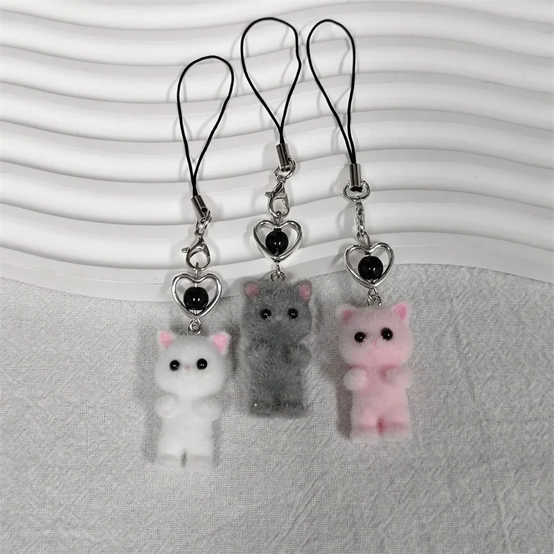 Cute calico critters persian cat beaded keychains y2k handmade