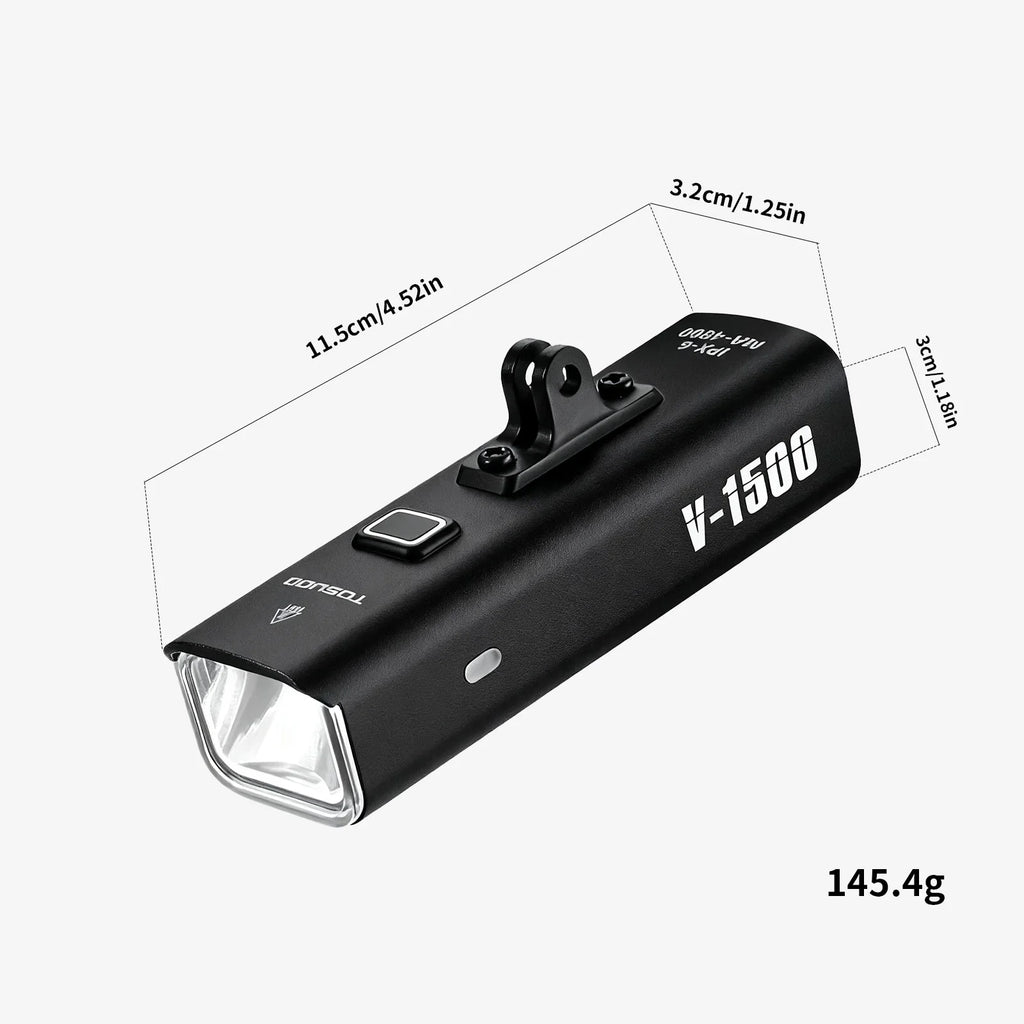 TOSUOD Bicycle Front light 1500 Lumens 4800mAh Bike Light Waterproof USB Charging IPX6 Waterproof Cycling Lamp Accessories
