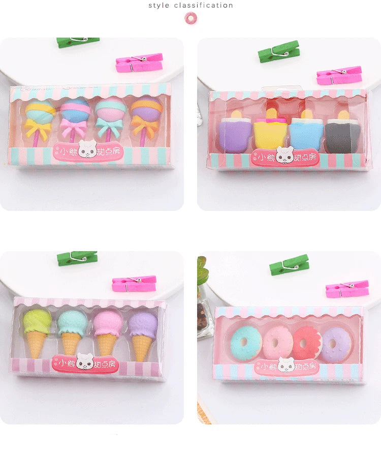 Kawaii Lollipop Sweety Ice Cream Student Stationery School Office Supplies Children Erasers For Kids Pencil Eraser