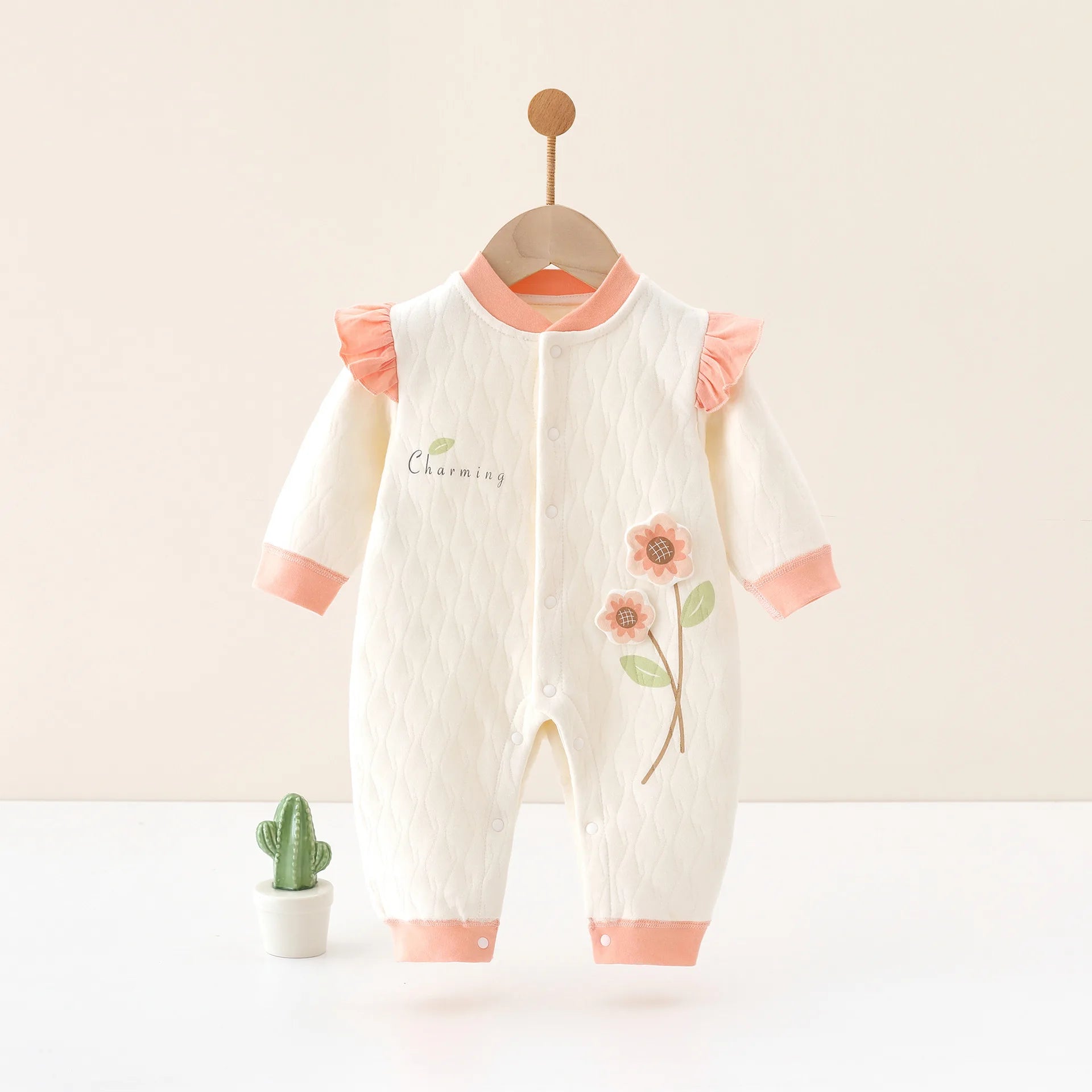 Baby Girl Floral Cotton Knit Jumpsuit Bodysuit