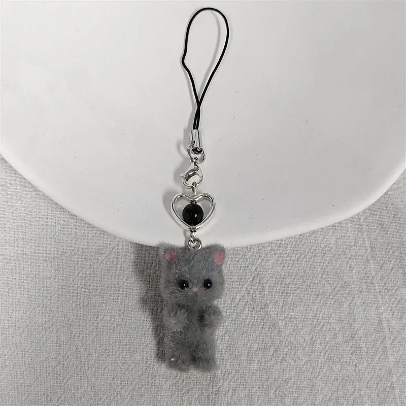 Cute calico critters persian cat beaded keychains y2k handmade