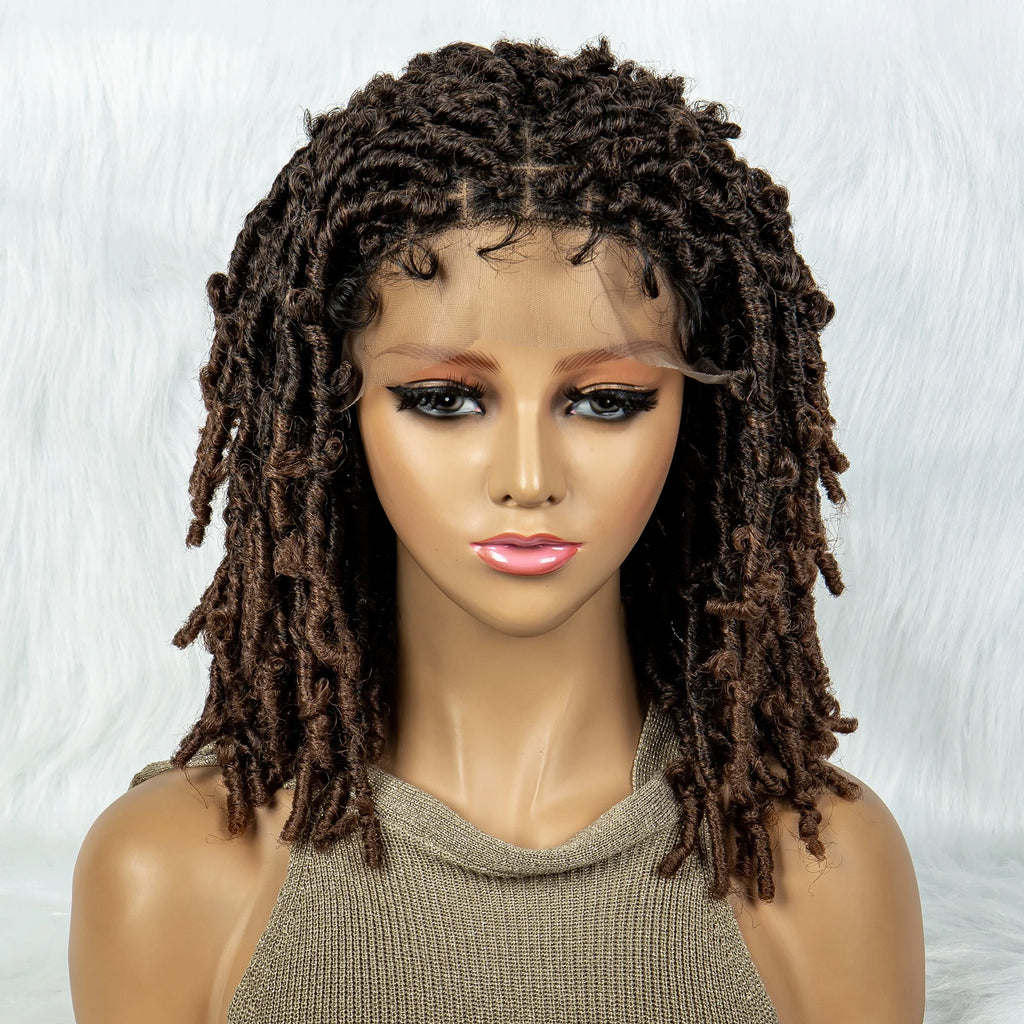 Synthetic Lace Front Wig Braided Wigs Dreadlock Wig 16 inches Short Knotless Butterfly Locs Wigs for Black Women Synthetic Wig