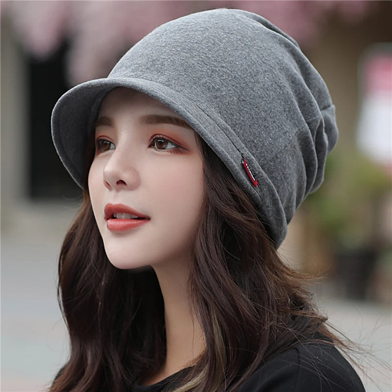 Ladies's Knitted Head Cap Ladies Fashion Windproof Warm Thicken Hats Simple Solid Color Hat For WomenNew Autumn Winter Hat