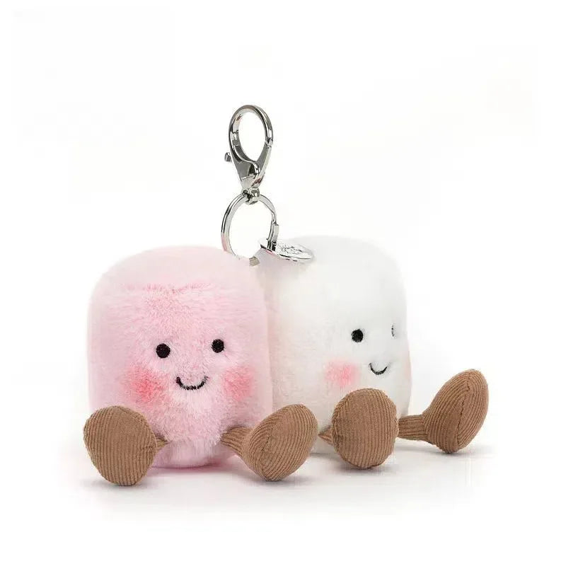 Jellycat-Style Cotton Candy Plush Keychain | Two-Tone Soft Doll Car Pendant — Holiday Gift