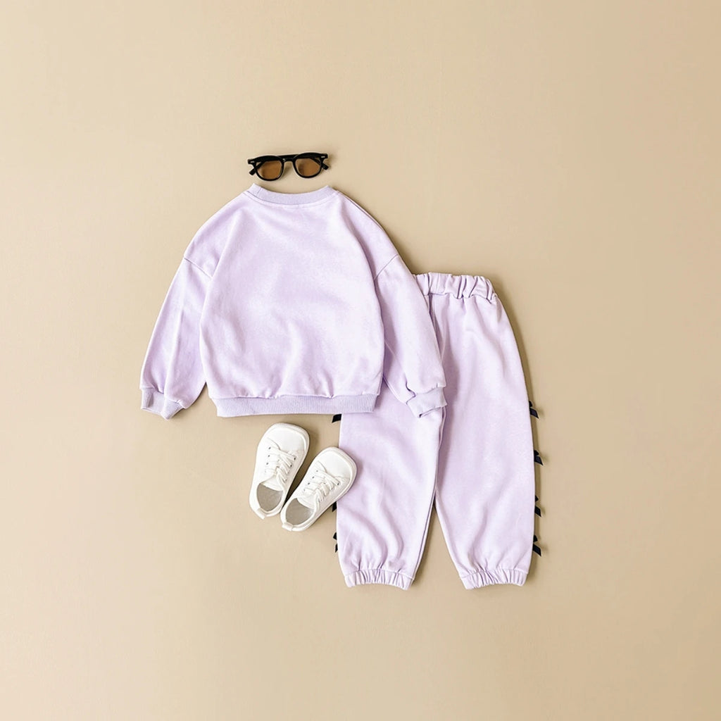 Baby Girl Love Print Sweatshirt & Bow Pants 2-Piece Set