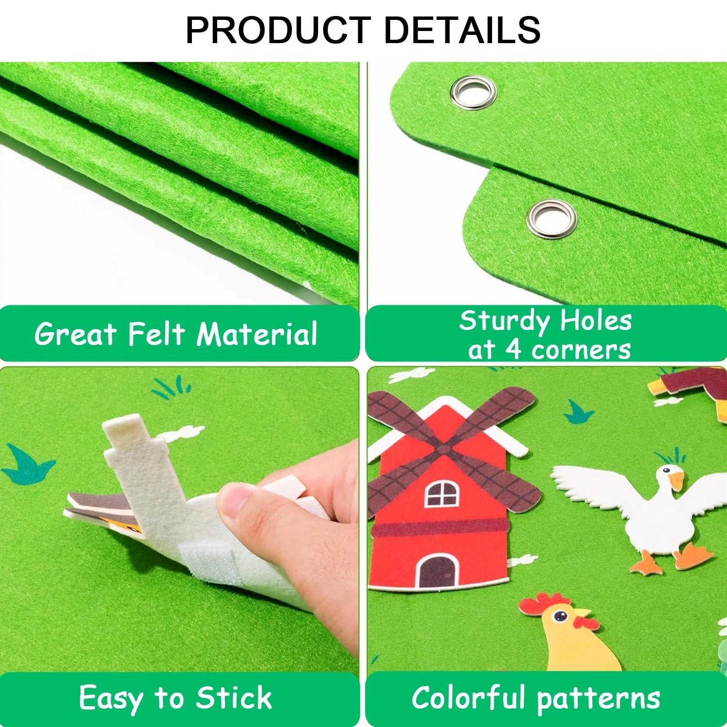 Felt Story Board Set Toy for kids Farm Animals Vehicle Preschool Education Early Learning Interactive Play Mat Wall Hanging Gift