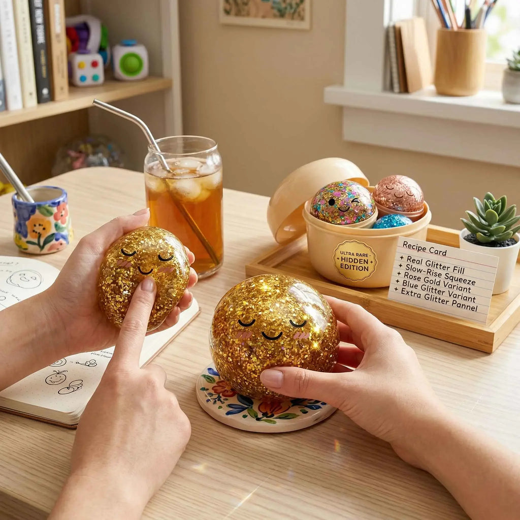 Gold Glitter Hidden Edition Dumpling Squishy | Viral Slow Rise Stress Relief Toy | Pink & Gold