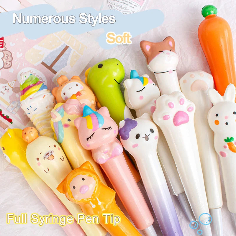 10-Pack Cartoon Squishy Stress Relief Gel Pens – Fun Student Novelty Pens