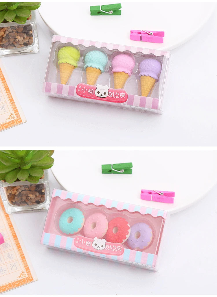 Kawaii Lollipop Sweety Ice Cream Student Stationery School Office Supplies Children Erasers For Kids Pencil Eraser