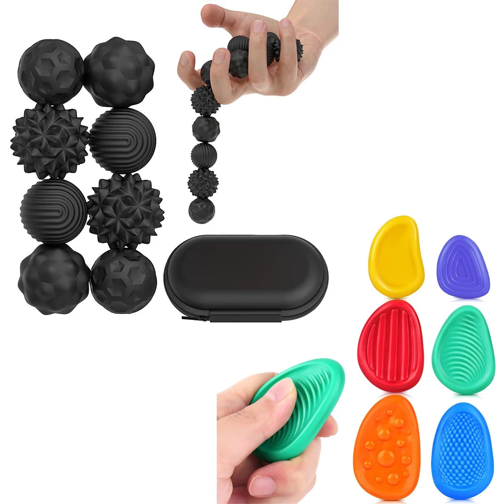 Magnetic Balls Fidget Sensory Toys Stress Relief for Adults Kids Fidget Textured Magnetic Balls with Silicone Shell Desk Toys