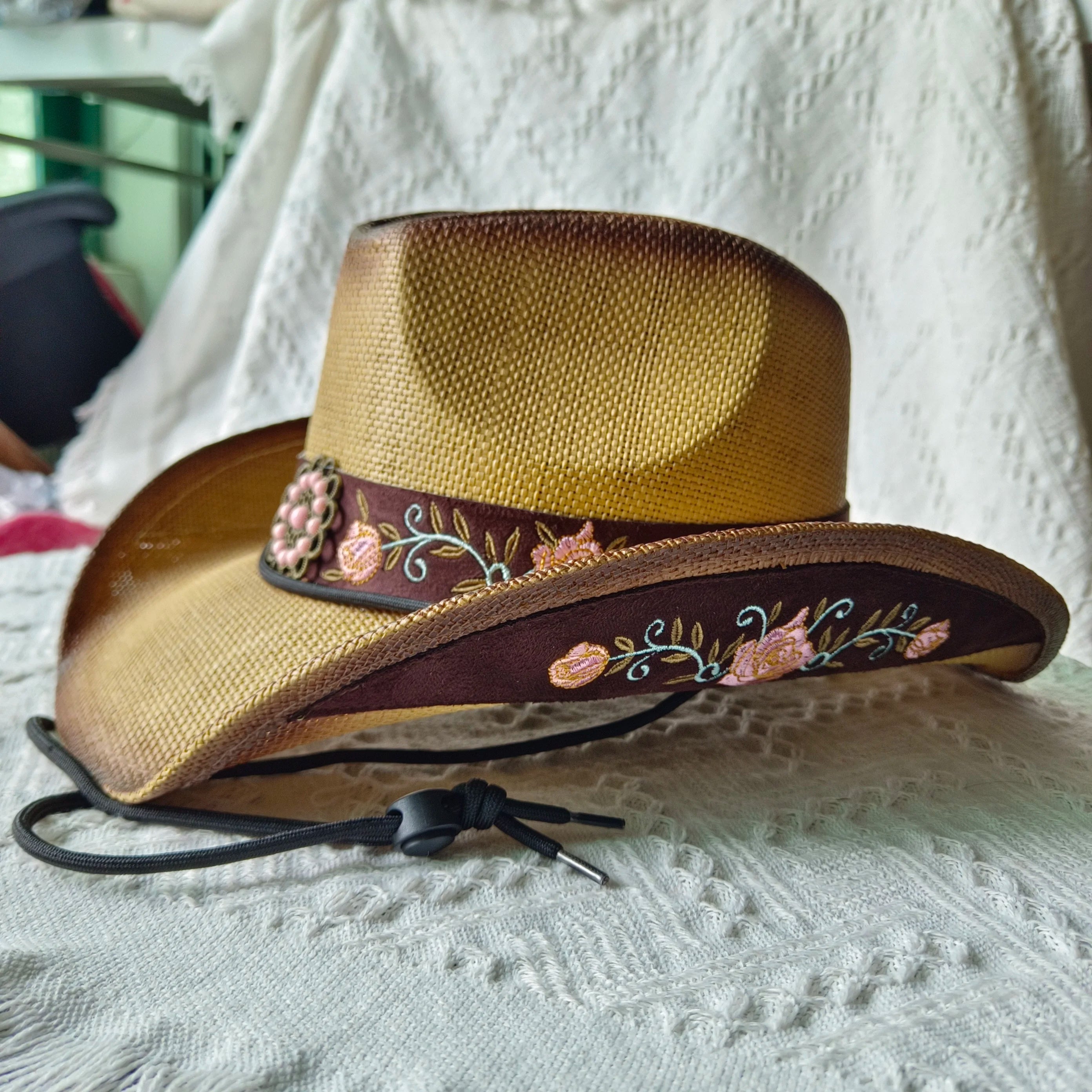 Women's Straw Cowgirl Hat – Wide Brim Shapeable Western Beach Sun Hat | Coastal Cowgirl Style