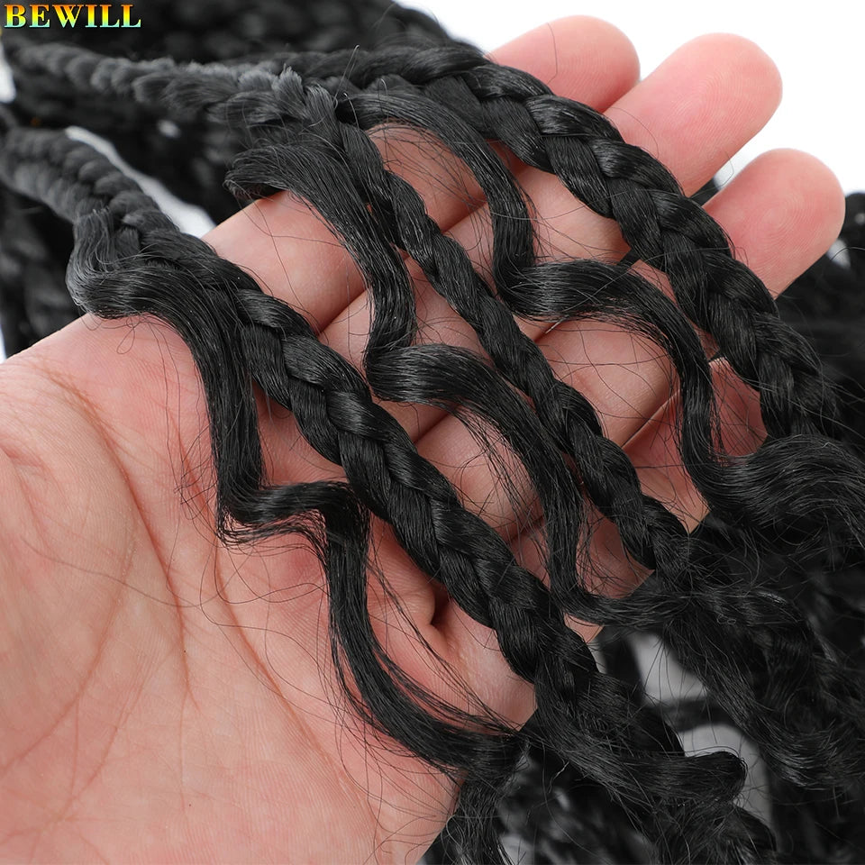 Goddess Box Braids Crochet Hair 14 18 24 Inch Bohemian Hippie Box Braids With Curly Ends Synthetic Braiding Hair for Black Women