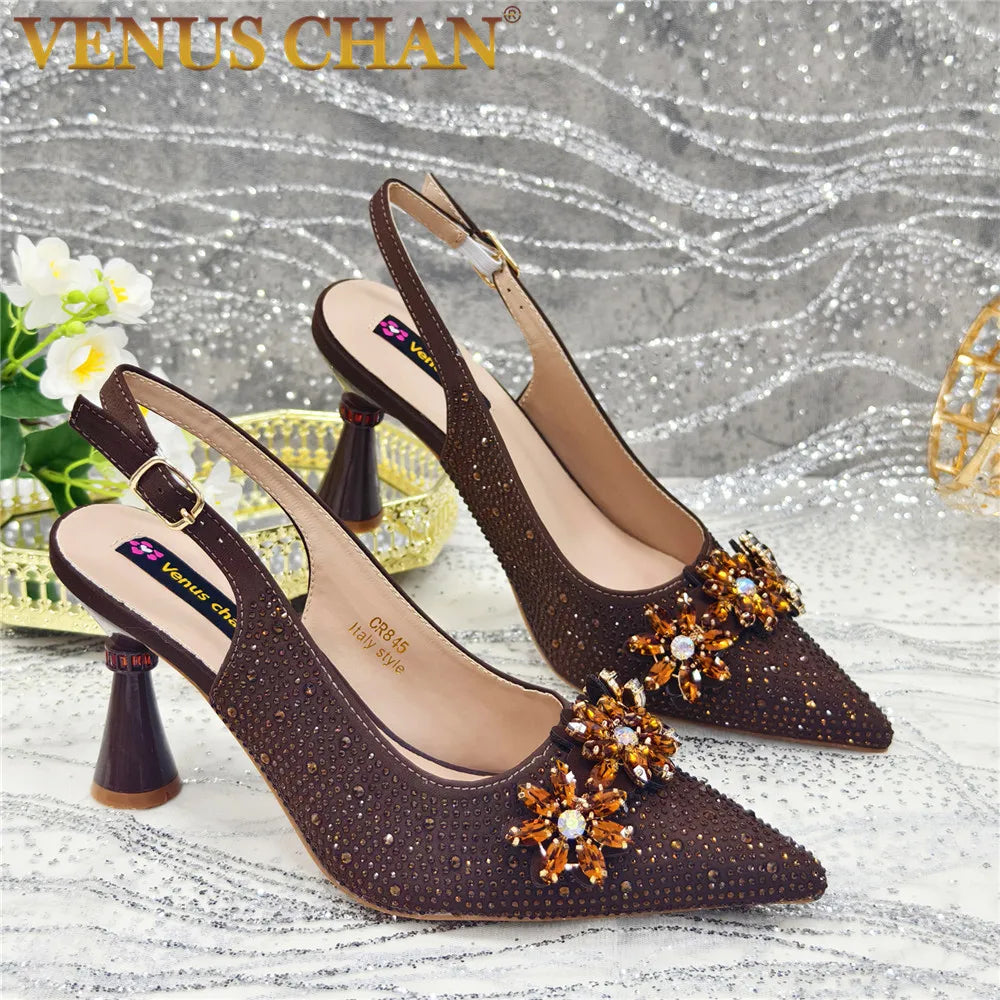 Women's Crystal Rhinestone Slingback Pumps – Luxury Wedding & Party Heels