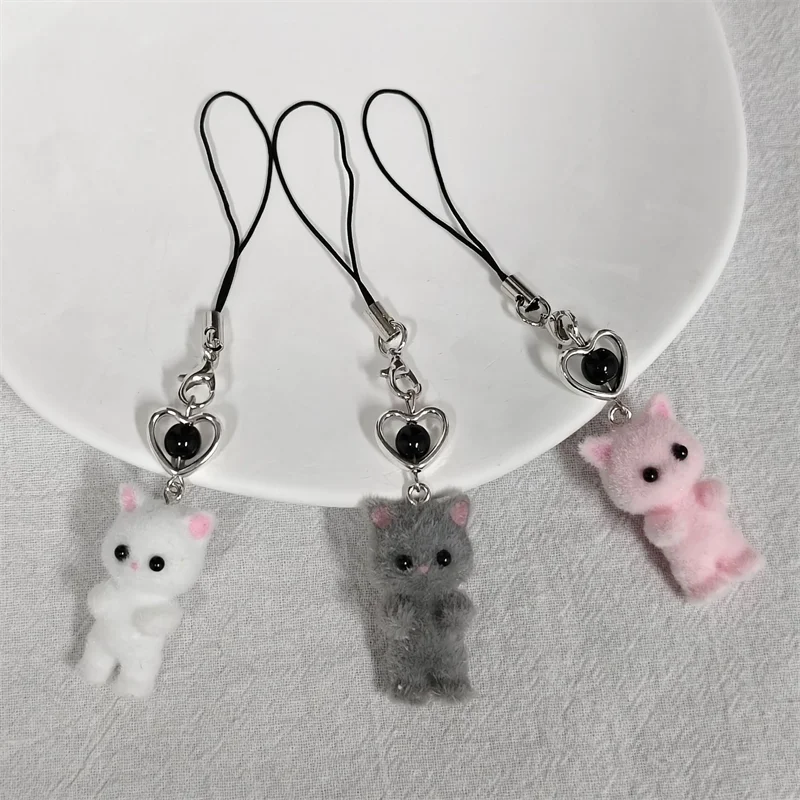 Cute calico critters persian cat beaded keychains y2k handmade