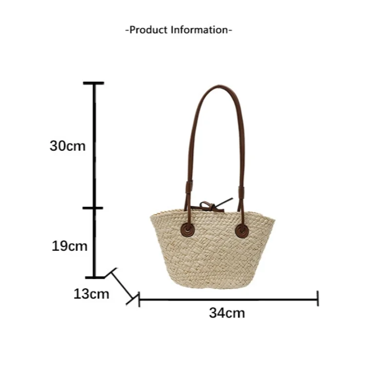 Women's Woven Straw-Style Bucket Tote Bag