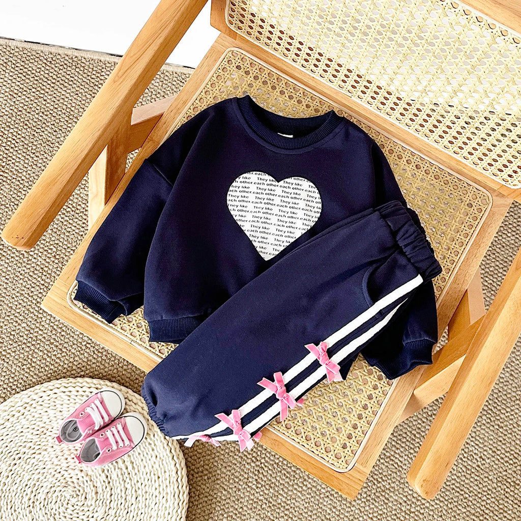 Baby Girl Love Print Sweatshirt & Bow Pants 2-Piece Set