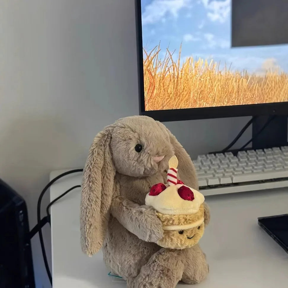 Bashful Beige Bunny Birthday Plush 23cm | Cupcake Stuffed Toy & Sofa Pillow