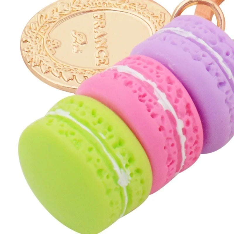 Resin Macaron Key Chain with Eiffel Tower Charm