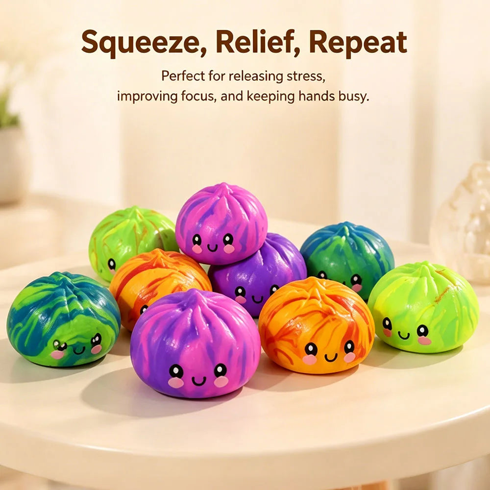 Glitter Bao Bun Squishy | Water Bead Filled Stress Relief Squeeze Toy | Desk Companion