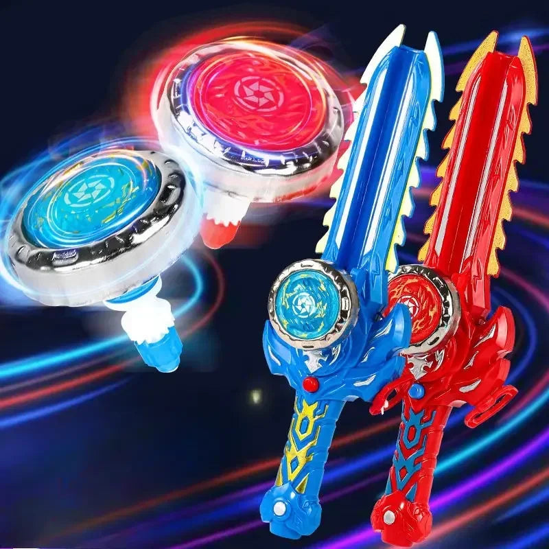 Kids Battle Gyro Spinning Top Toy Set – Sword Launcher & Flashing Tops