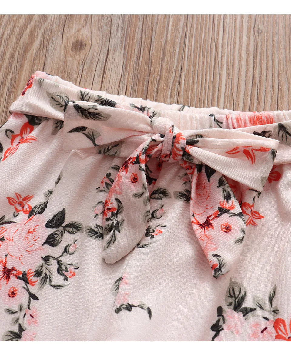 Newborn Baby Girl 3-Piece Knit Top, Floral Pants & Headband Set