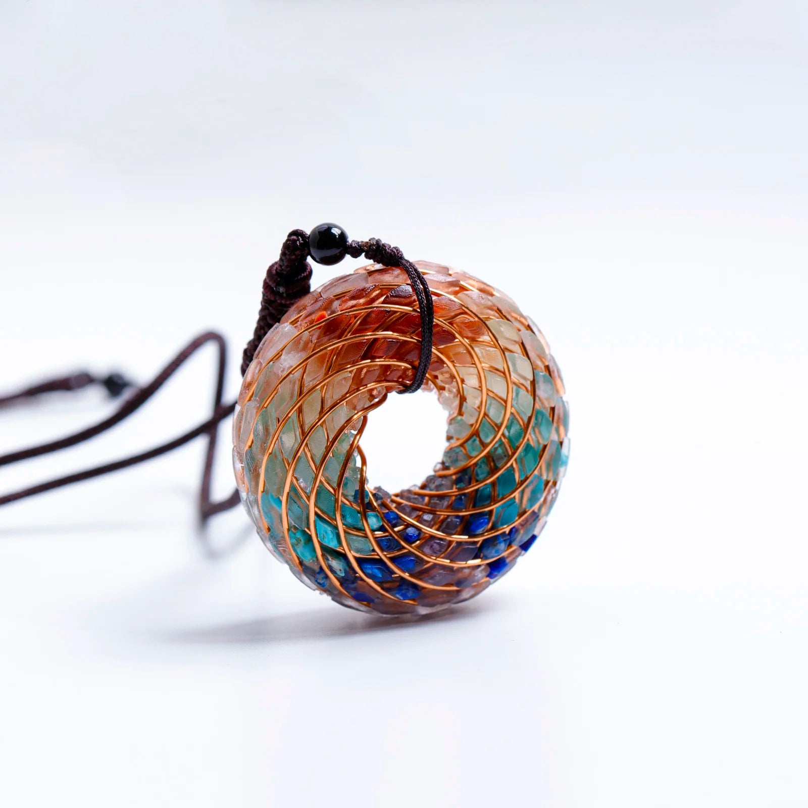 Rodin Coil & Amethyst  Orgone Pendant Necklace, Handmade pendant jewelry ，Adjustable Chain for Women & Men