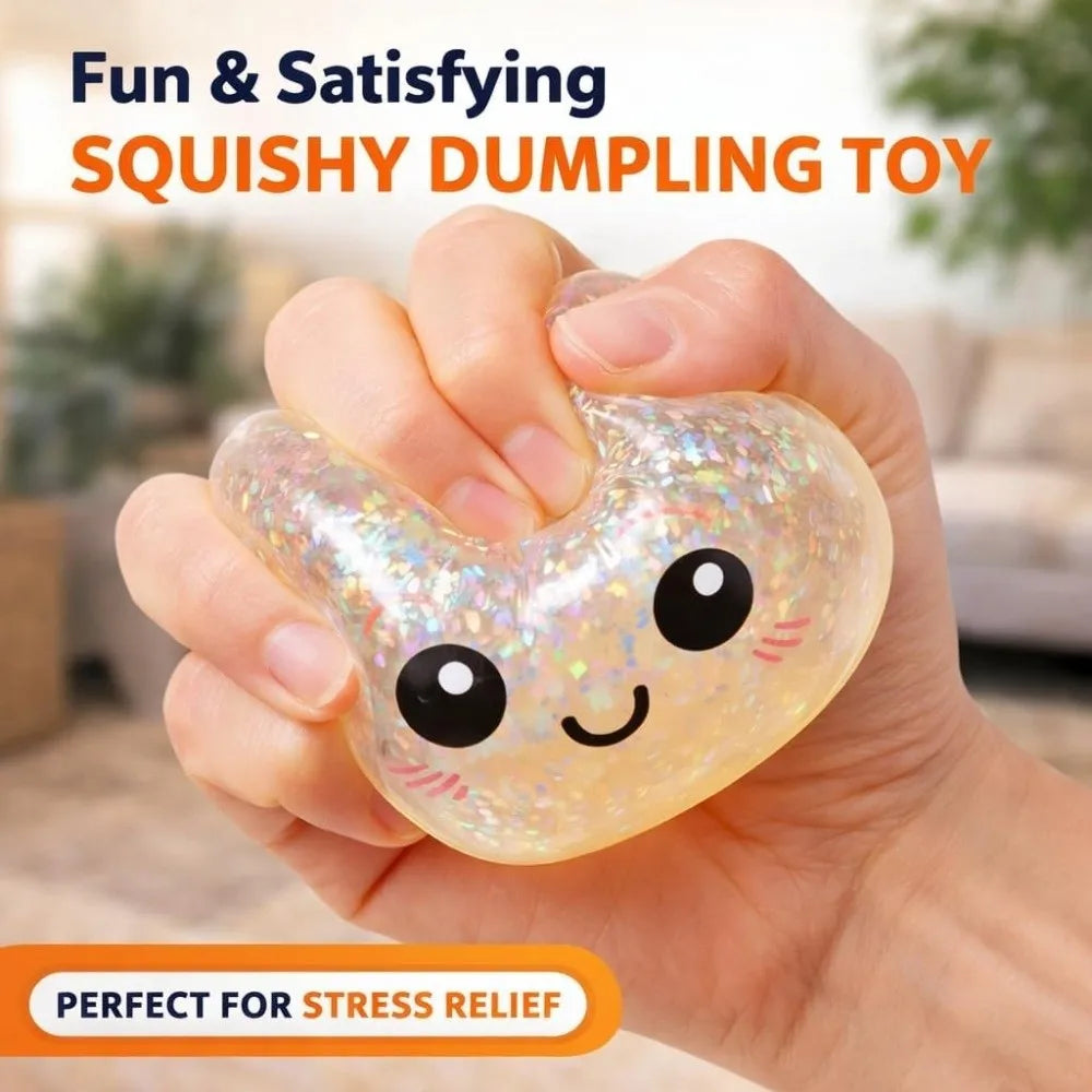 Glitter Dumplings Squishy Soft with Steamer Steamed Bun Squishy Pinch Le Fidget Slow Resilience Squeeze Decompression Dough